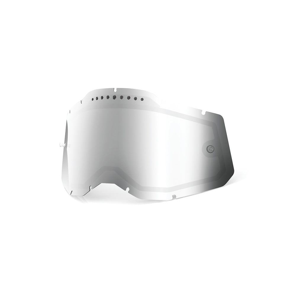 100 Percent Racecraft 2 Accuri 2 Strata 2 Dual Pane Replacement Lens - One Size Fits Most - Dual Pane Vented Mirror Silver Lens