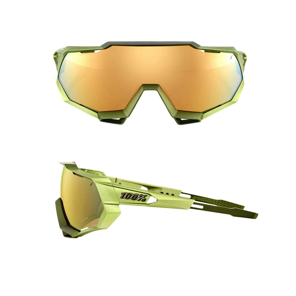 100 Percent Speedtrap Sunglasses - One Size Fits Most - Matte Metallic Viperidae Bronze Multilayer Mirror Lens