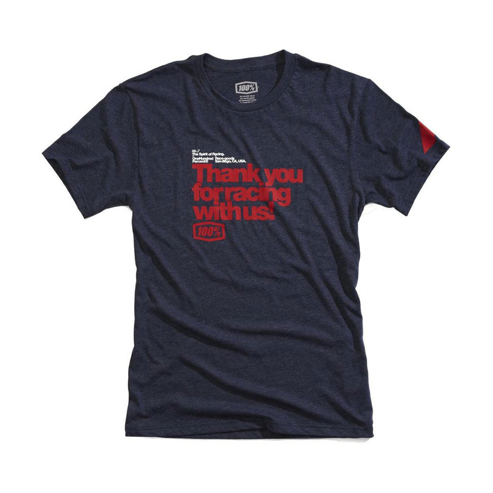 100 Percent Thanks T-Shirt - S - Navy Heather