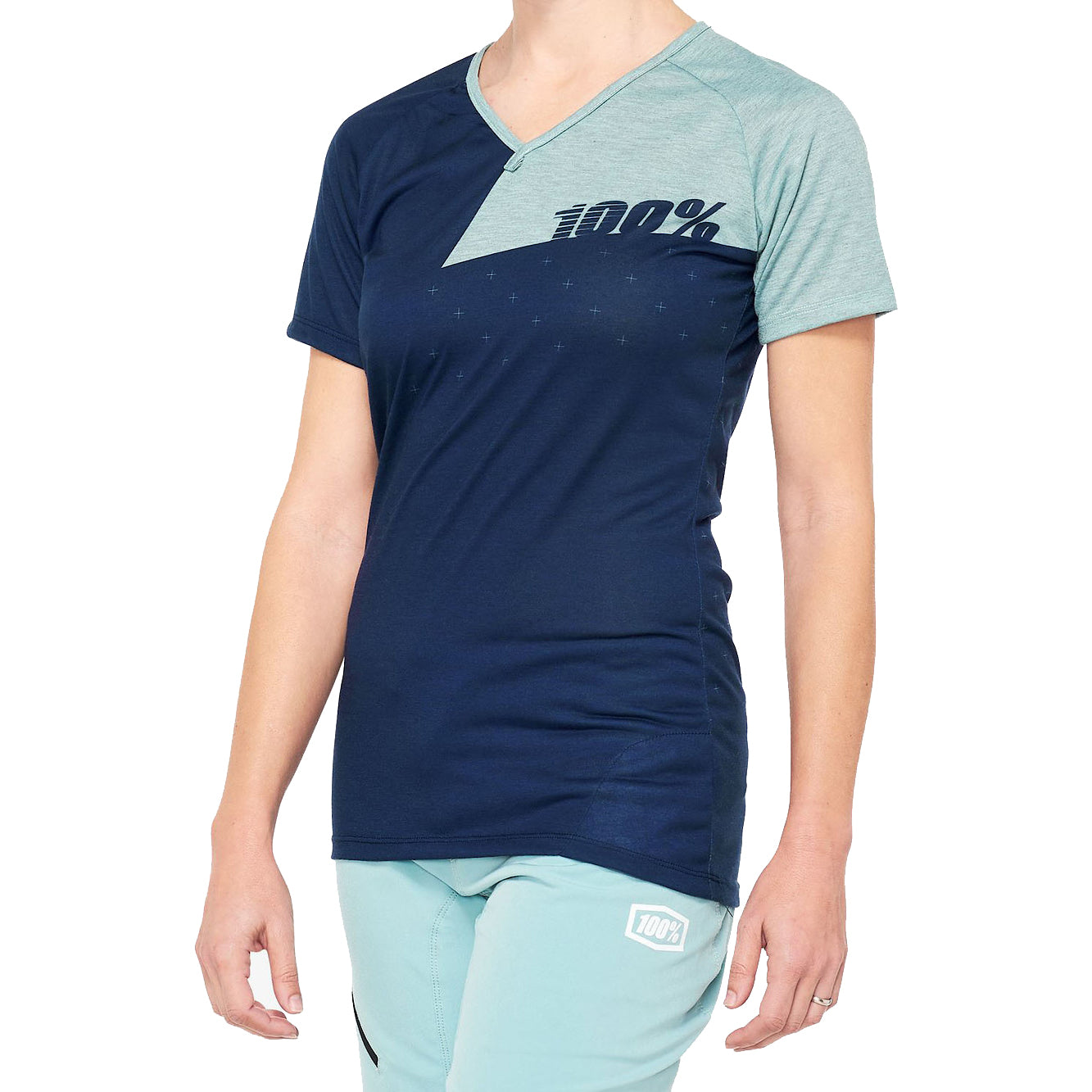 100 Percent Airmatic Women's Short Sleeve Jersey - L - Navy - Seafoam