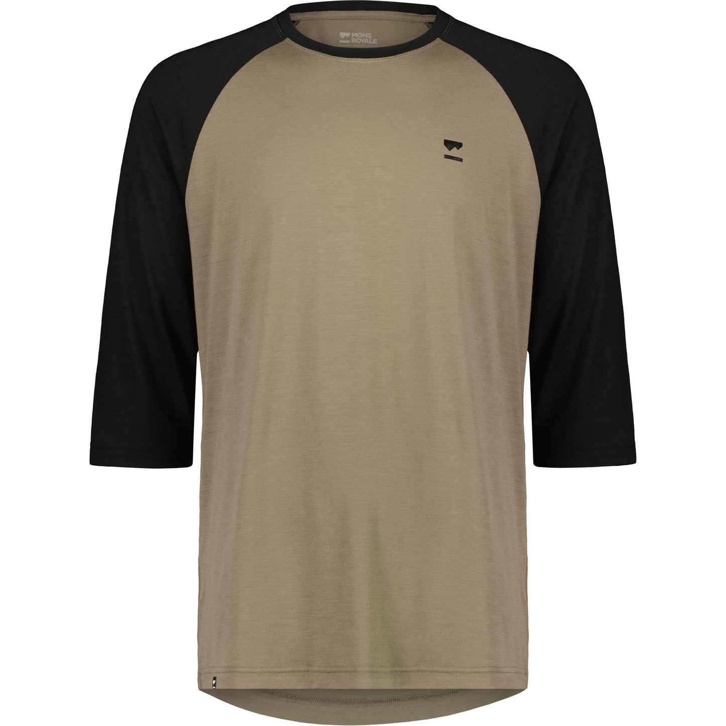 Mons Royale Tarn Merino Shift Raglan 3-4 Sleeve Mens Jersey - 2XL - Walnut - Black