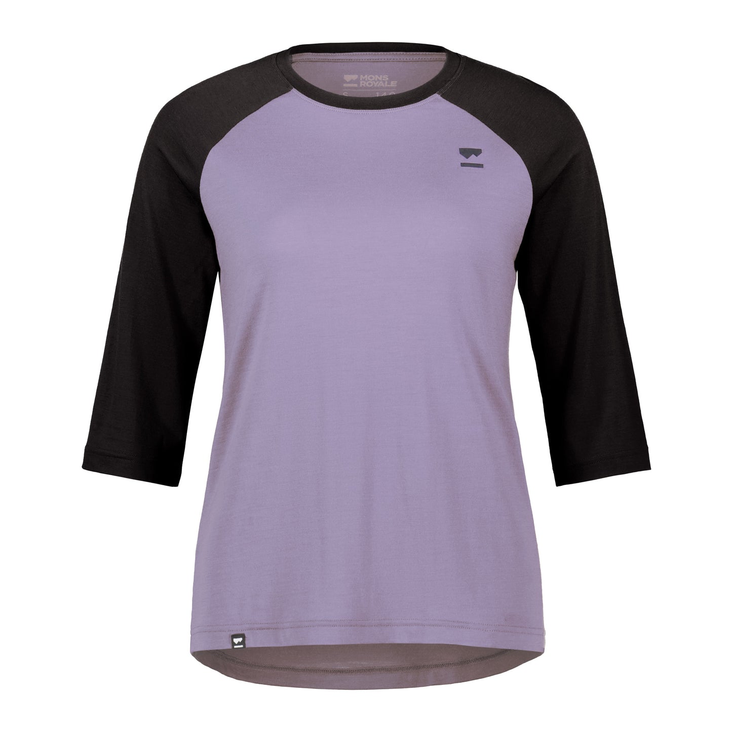 Mons Royale Tarn Merino Shift Raglan 3-4 Sleeve Women's Jersey - Women's L - Thistle - Black