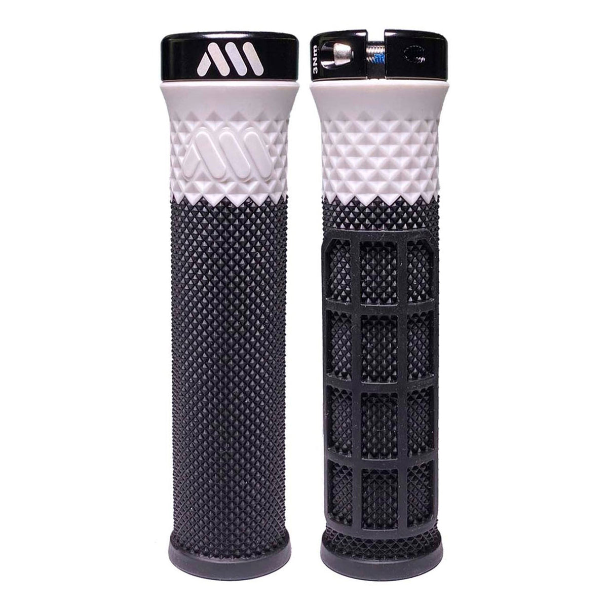 All Mountain Style Cero Single Clamp Lock On Grips - Black - White
