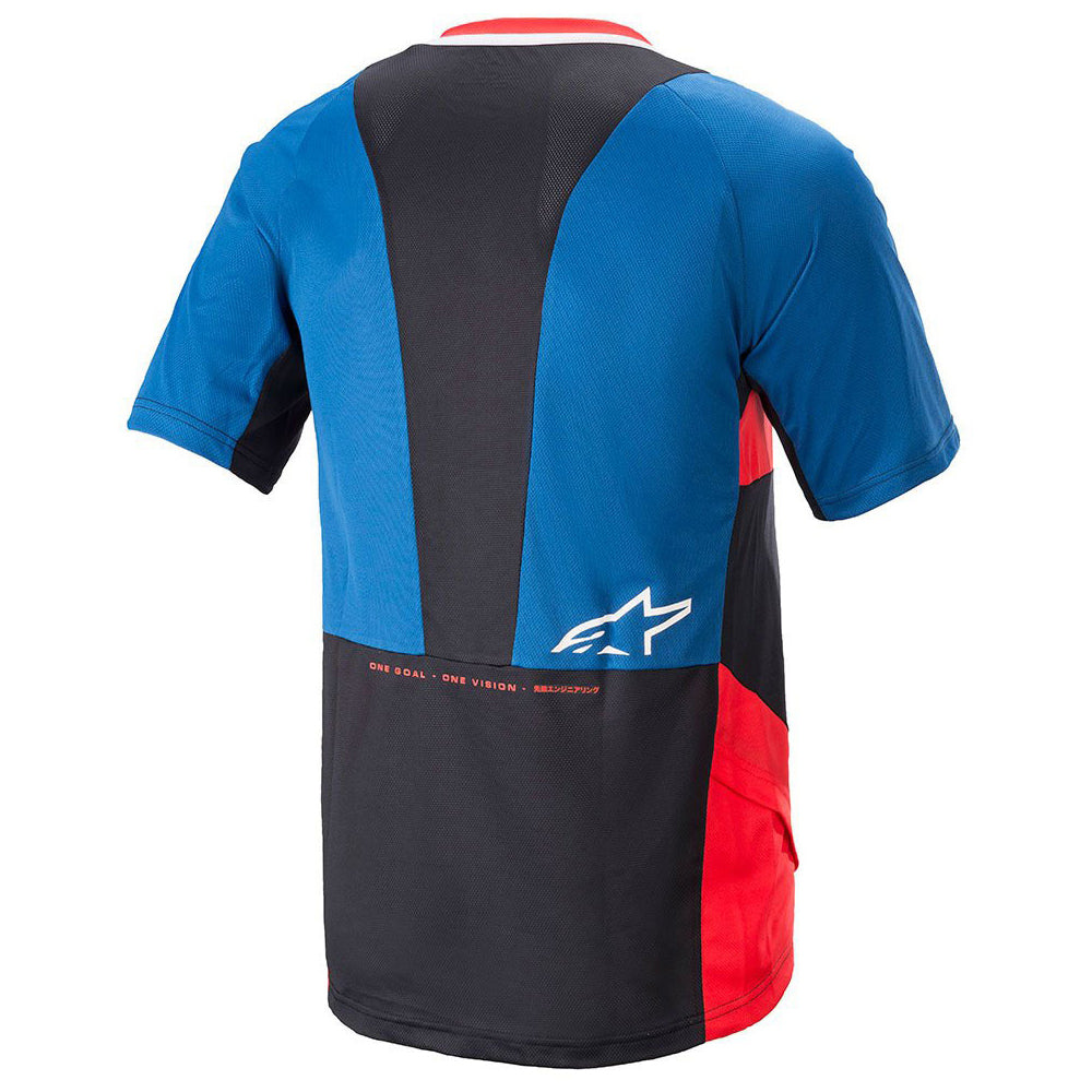 AlpineStars Drop 8.0 Short Sleeve Jersey - 2XL - Mid Blue - Bright Red