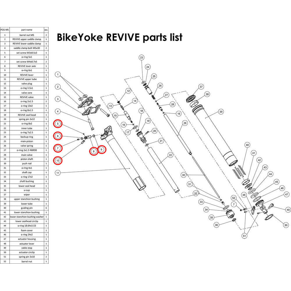 BikeYoke Small Parts - Reset Lever Kit Includes 5 6 7 8 9 10