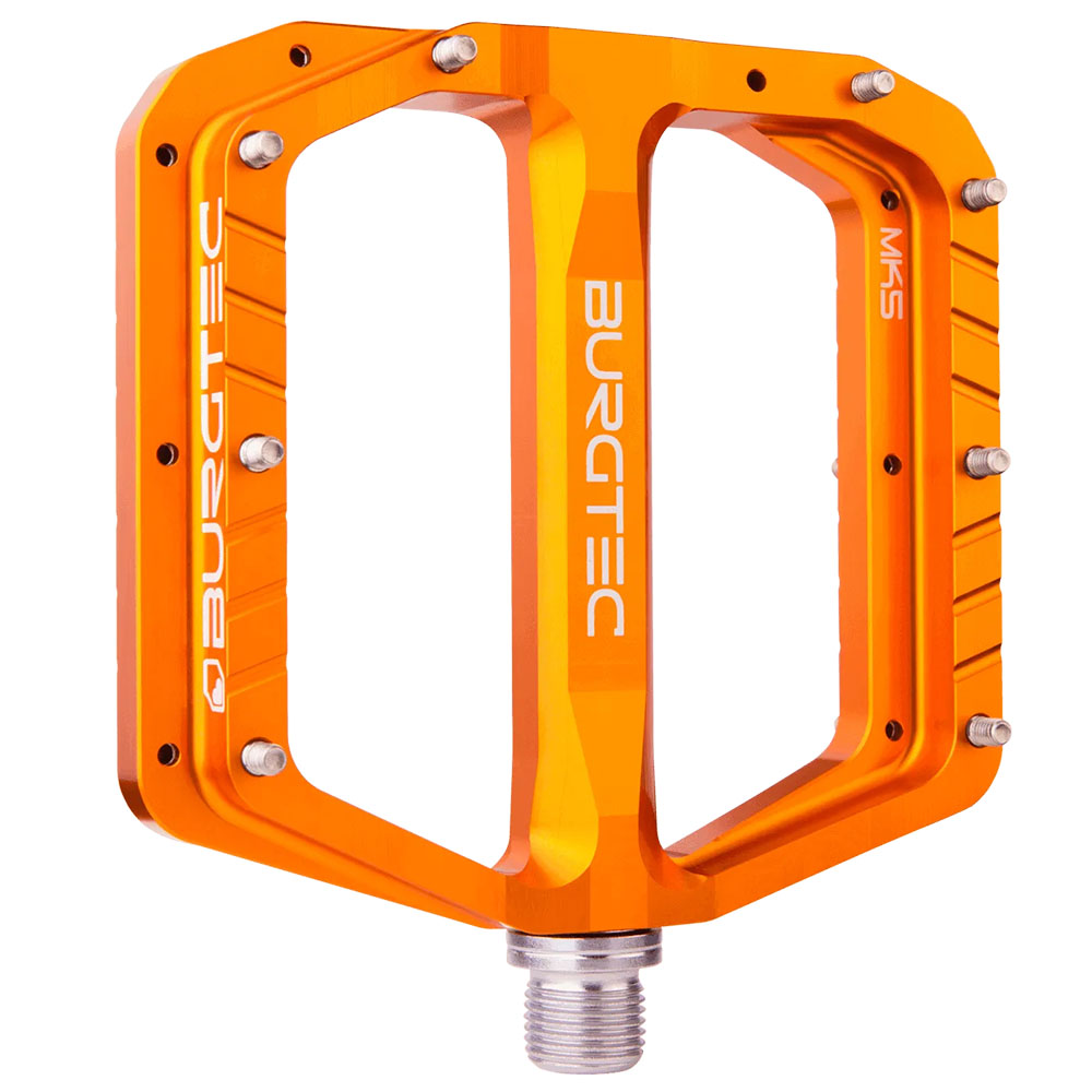 Burgtec Penthouse MK5 Steel Axle Alloy Flat Pedals - Iron Bro Orange