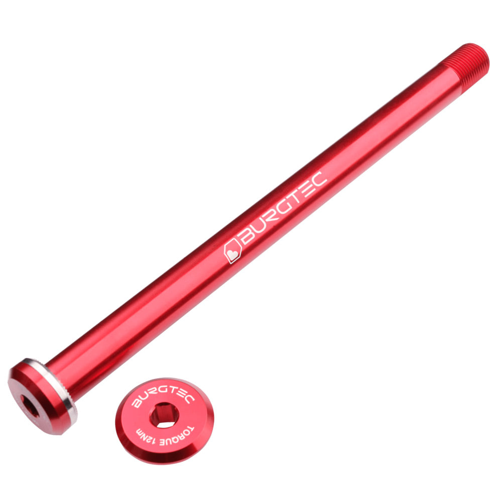 Burgtec Santa Cruz Rear Axle - Race Red - 168.5mm Axle Length - M12 x 1mm Thread Pitch