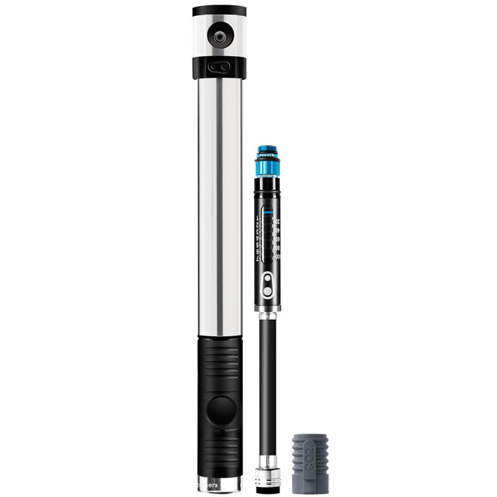 Crank Brothers Klic HV Mini Pump With Gauge And C02 Inflator - Silver - Black