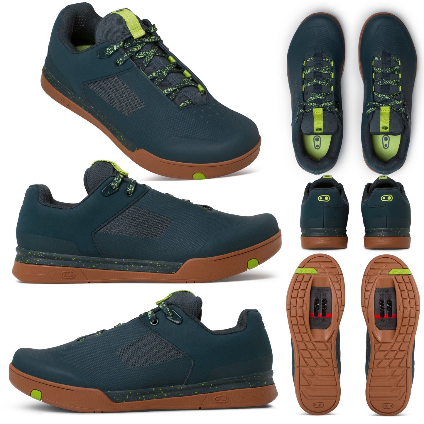 Crank Brothers Mallet Lace Limited Edition Splatter Clipless Shoes - US 9.0 - Petrol - Lime - Gum