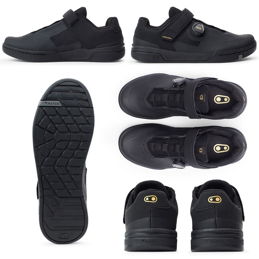 Crank Brothers Stamp BOA Flat Shoes - US 10.0 - Black - Gold