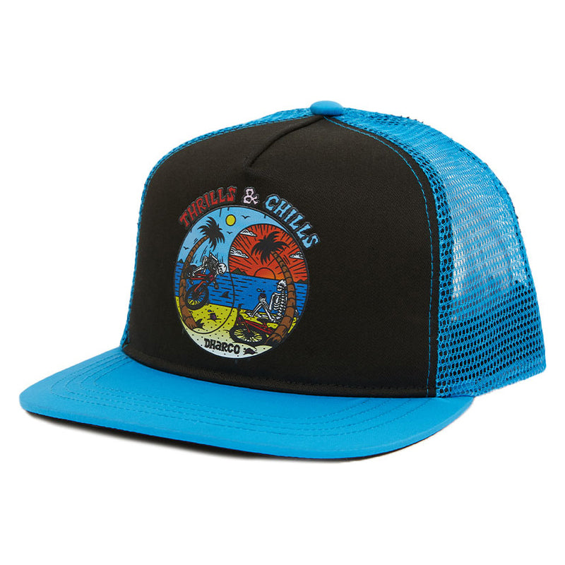DHaRCO Kids Flat Brim Trucker Hat - One Size Fits Most - Thrills and Chills