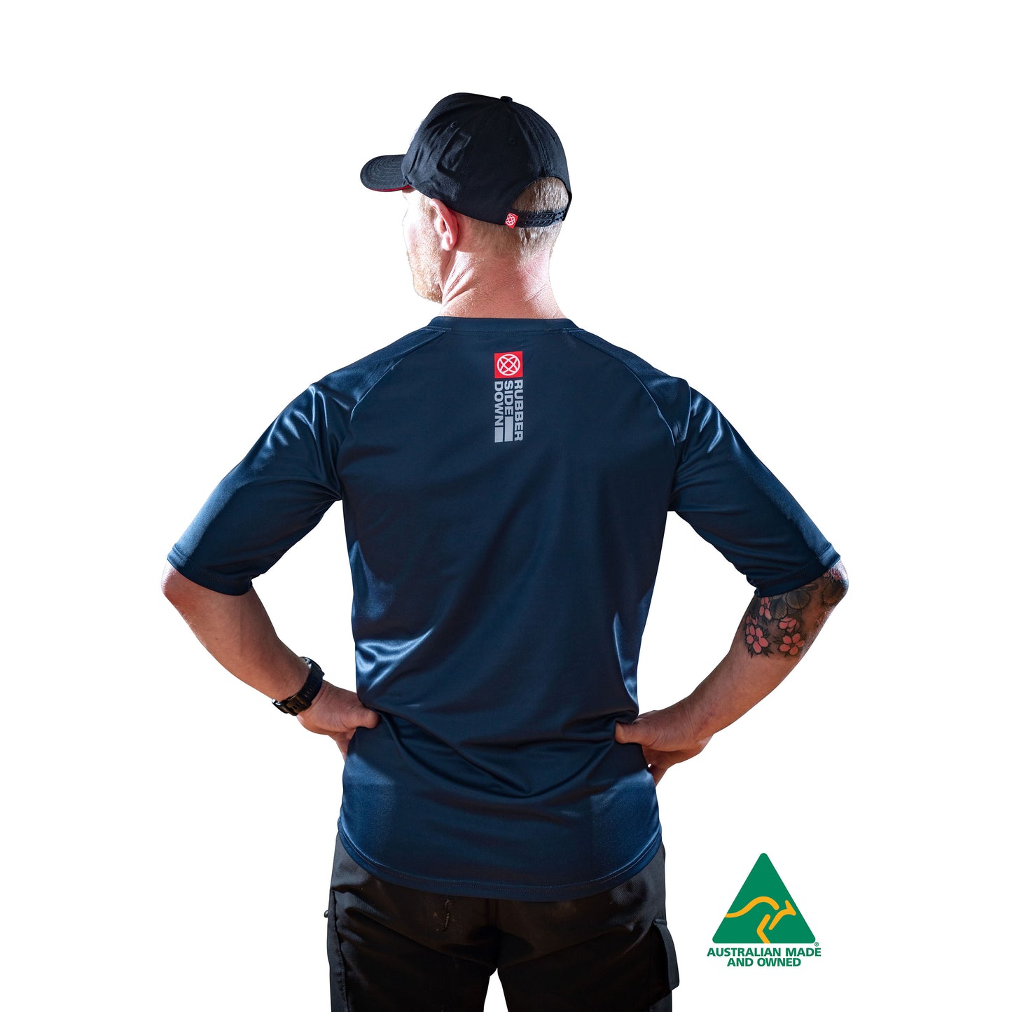 Rubber Side Down His Element Short Sleeve Jersey - L - Navy Blue