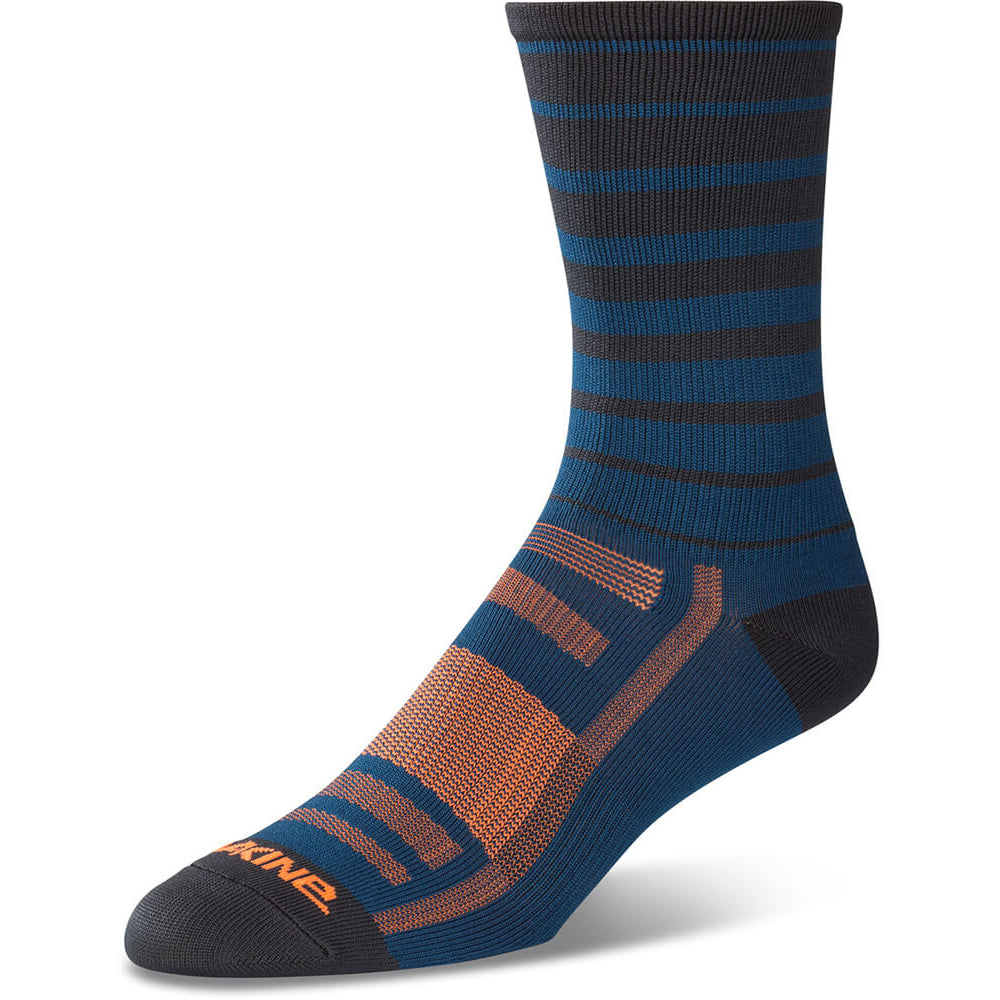 Dakine Singletrack Crew Socks - S-M - Slate - Blue Stripe