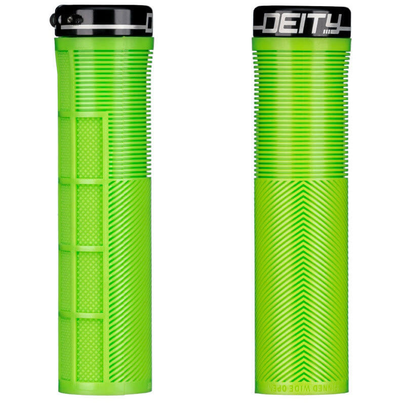 Deity Knuckleduster Single Clamp Lock On Grips - Green With Black Clamps - Single Lock On Grips