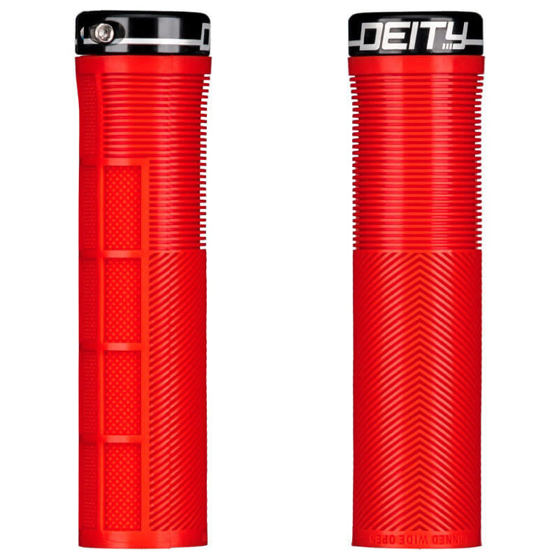 Deity Knuckleduster Single Clamp Lock On Grips - Red With Black Clamps