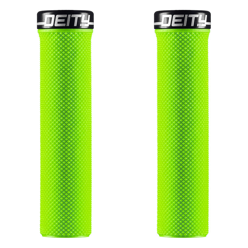 Deity Slimfit Single Clamp Lock On Grips - Green With Black Clamps - Single Lock On Grips