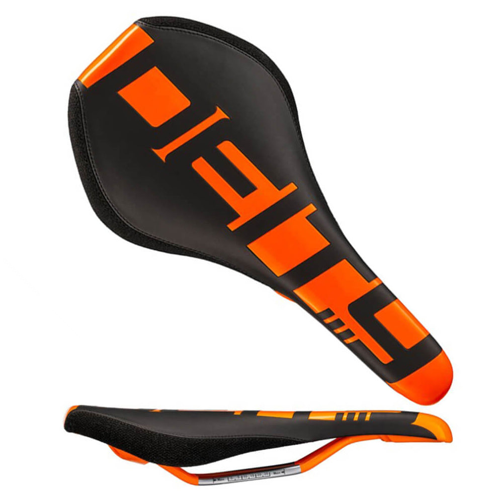 Deity Speedtrap AM Saddle - Black - Orange - Cr-Mo Rails