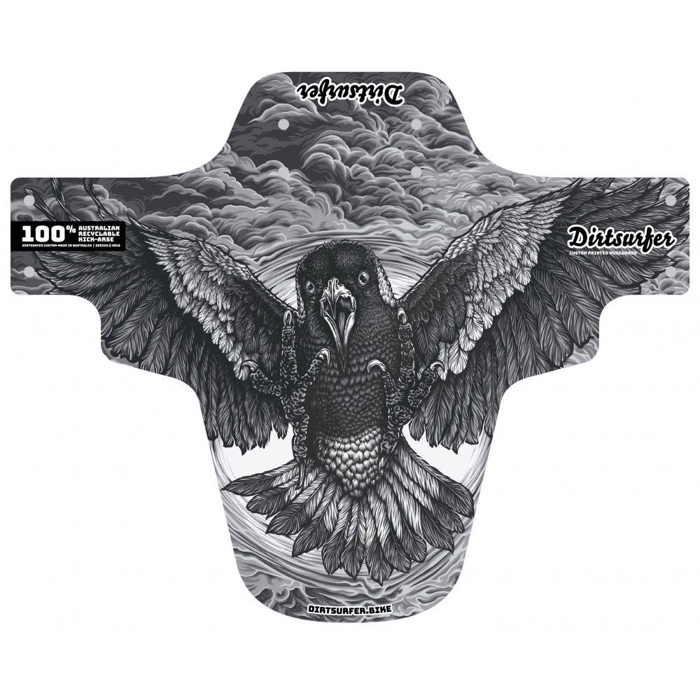 Dirtsurfer Mud Guard Fender - Swooping Magpie Black and White