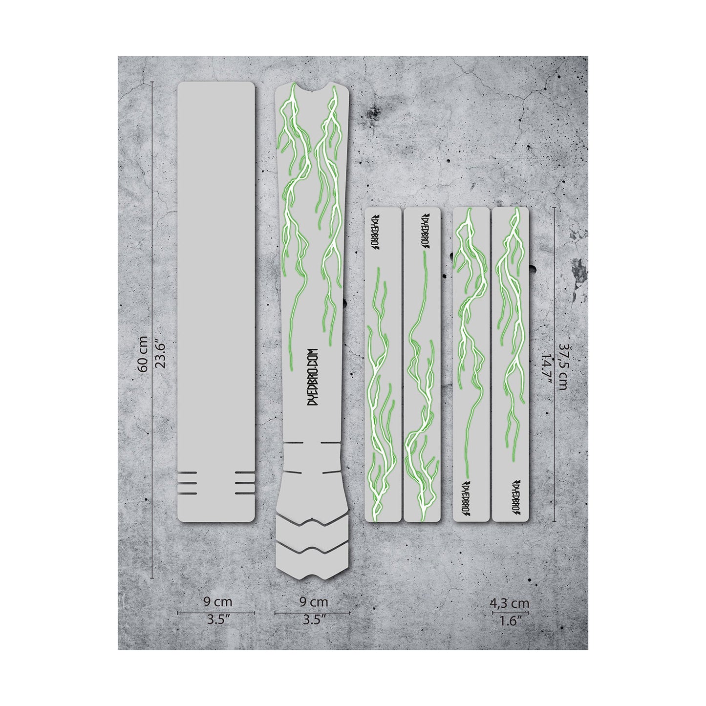 DyedBro Lightning Bike Protection Film - Clear - Green