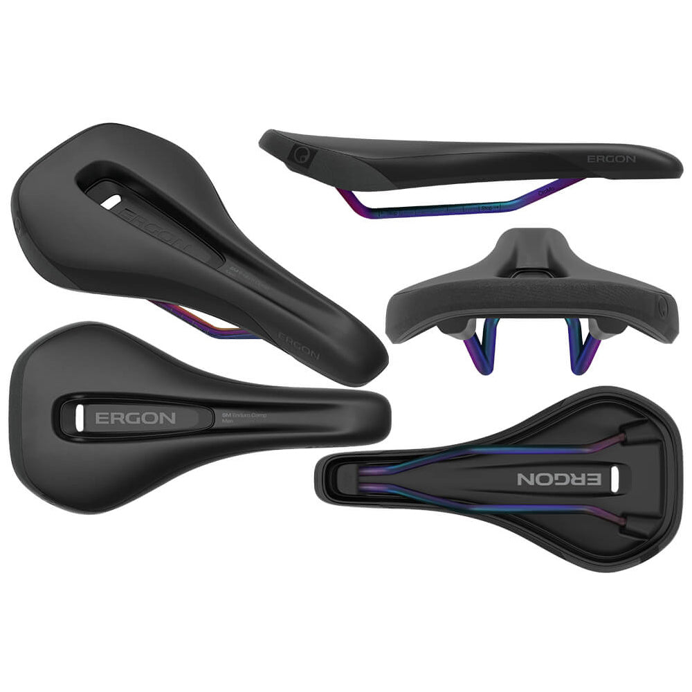 Ergon SM Enduro Comp MTB Saddle - Stealth Black - Oil Slick - Cr-Mo Rails - S-M 135mm