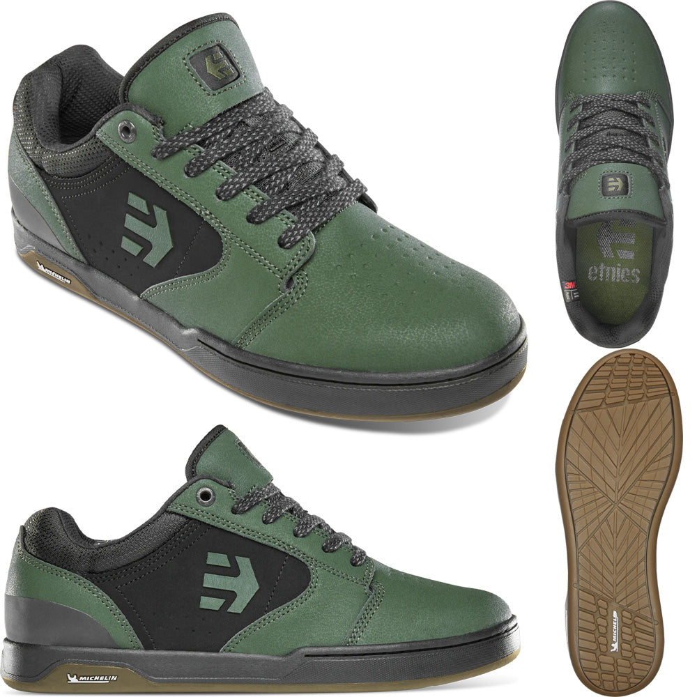 Etnies Camber Crank Flat Shoes - US 7.5 - Green - Black
