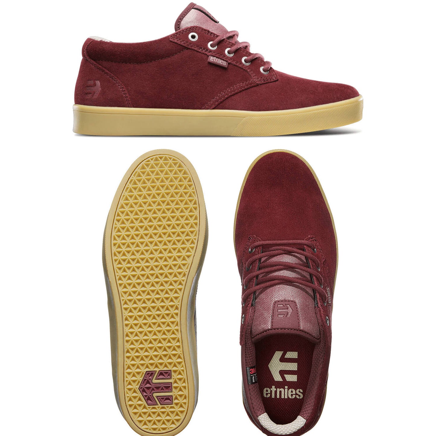 Etnies Jameson Mid Crank Flat Shoes - US 12.0 - Burgundy - Gum