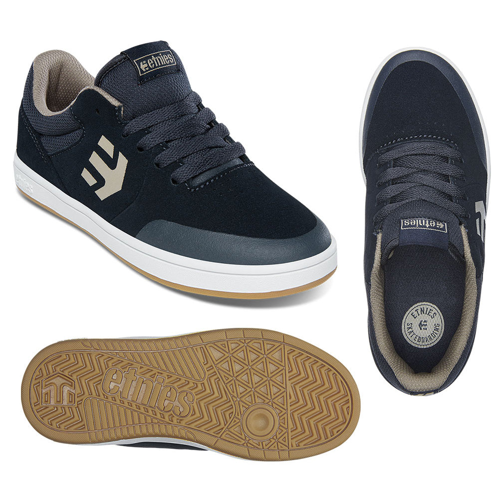 Etnies Marana Kids Flat Shoes - US 2.0 - Navy - Tan