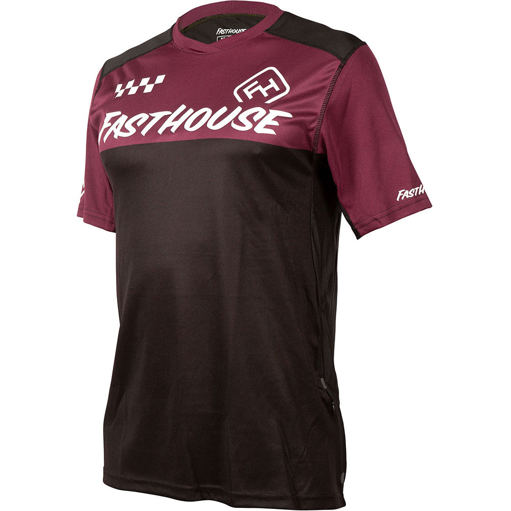 Fasthouse Alloy Block Short Sleeve Jersey - S - Maroon - Black