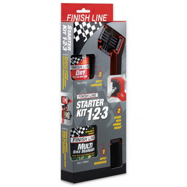 Finish Line Starter Kit 1-2-3 Brush-120ml Degreaser-60ml Dry Lube