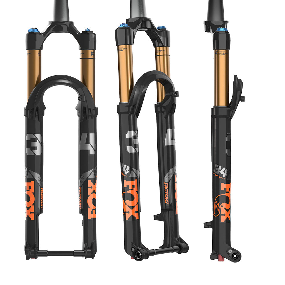 Fox Factory Fox 34 Float Step Cast Factory Series Fork - Shiny Black - 15x110mm Boost - Bolt Up - 44mm - 120mm - FIT4 3 Pos Adj - 2023-24 - Tapered 1 1-8-1.5 Inch - 29 Inch