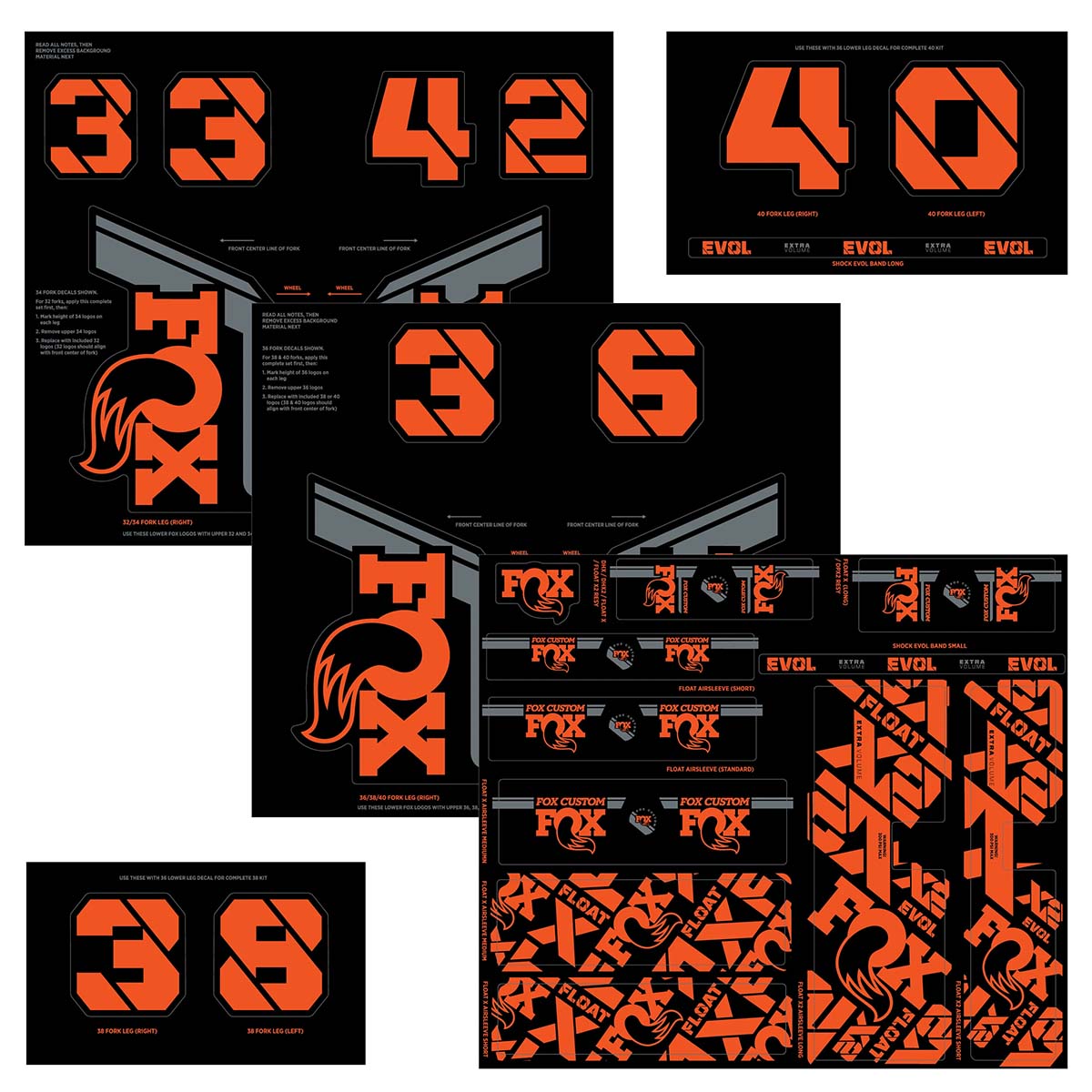 Fox Shox Custom Fork And Shock Decal Kit - Factory Orange