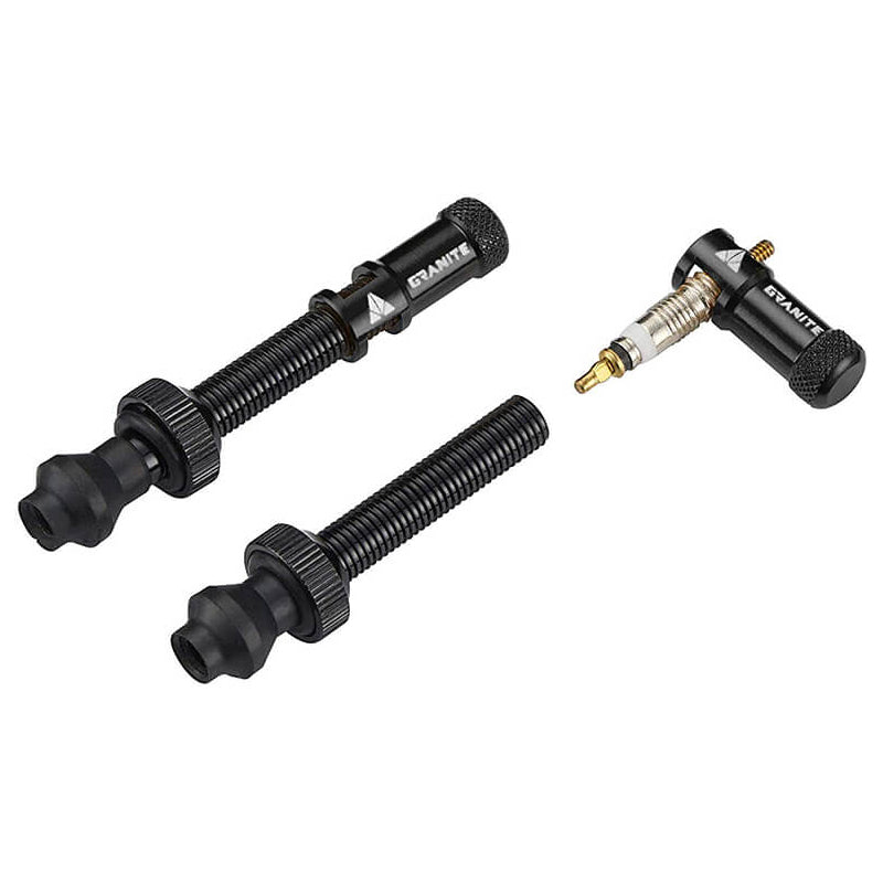 Granite Design Juicy Nipple Valve Cap and Valve Pair - Black - 48mm