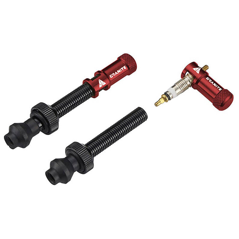 Granite Design Juicy Nipple Valve Cap and Valve Pair - Red - 48mm