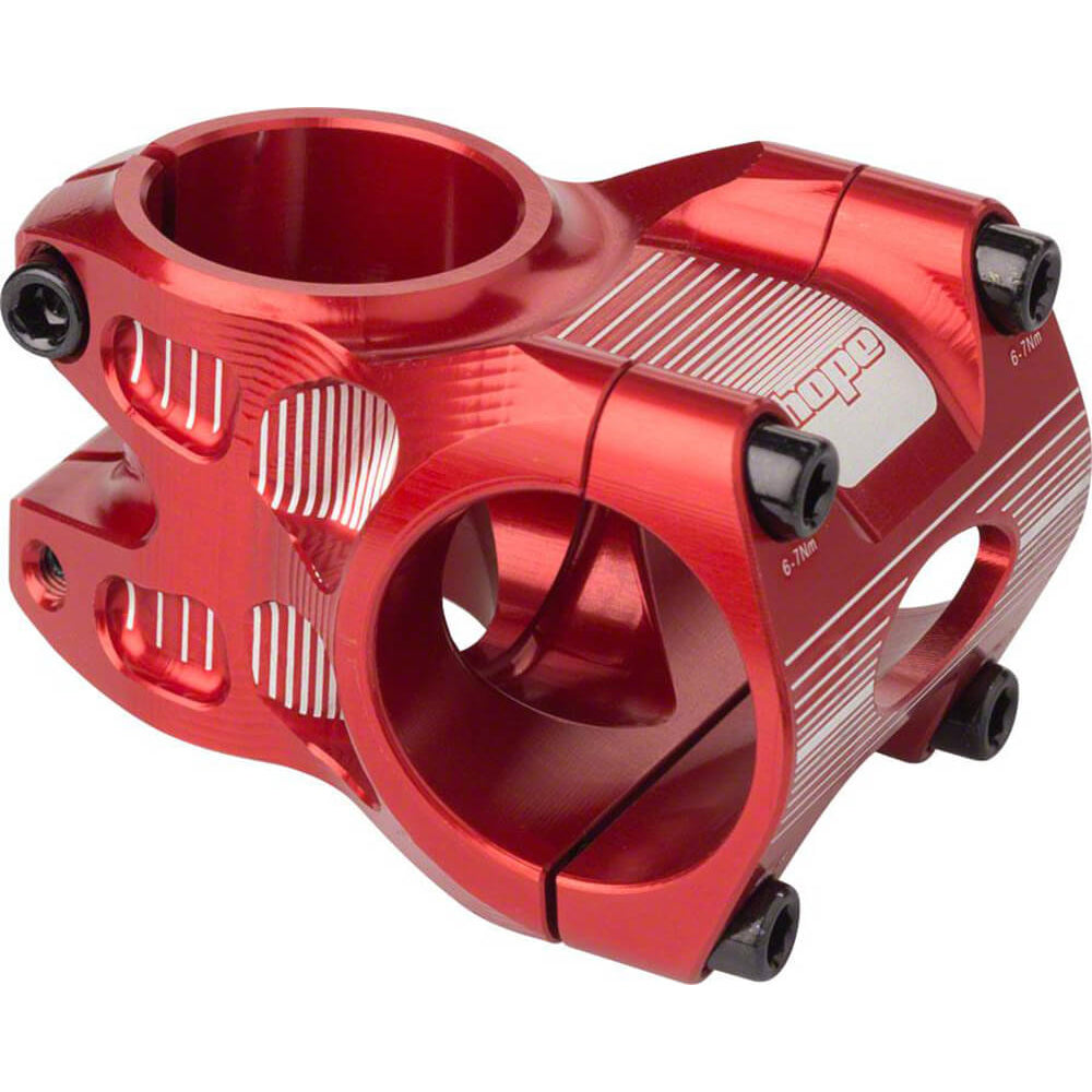 Hope AM-Freeride 31.8mm Bar Clamp Stem - Red - 31.8mm - 35mm x 0 Degree - 1 1-8th Inch