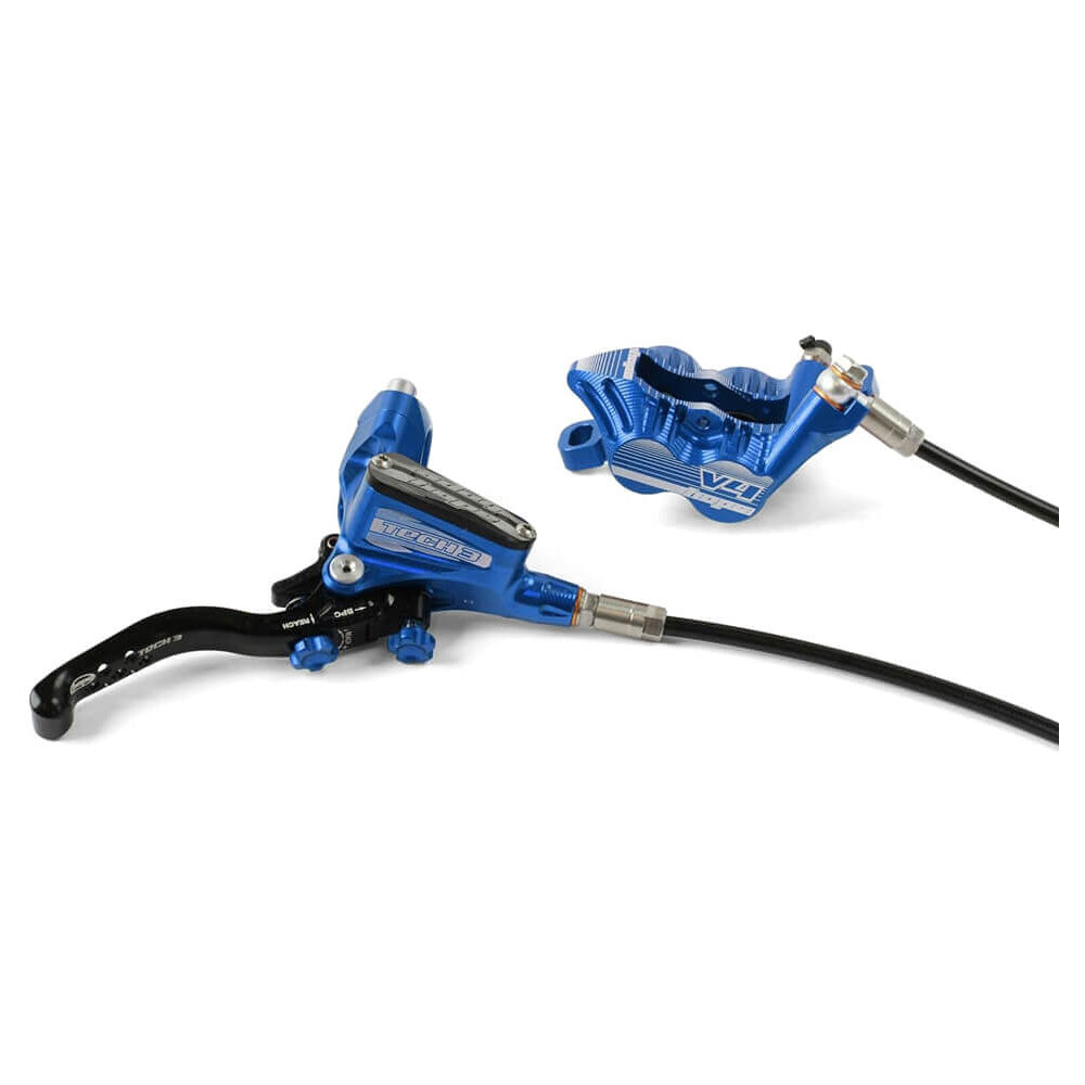 Hope Tech 3 V4 Disc Brake - Rear - Left Lever - Blue - Non Braided Hose