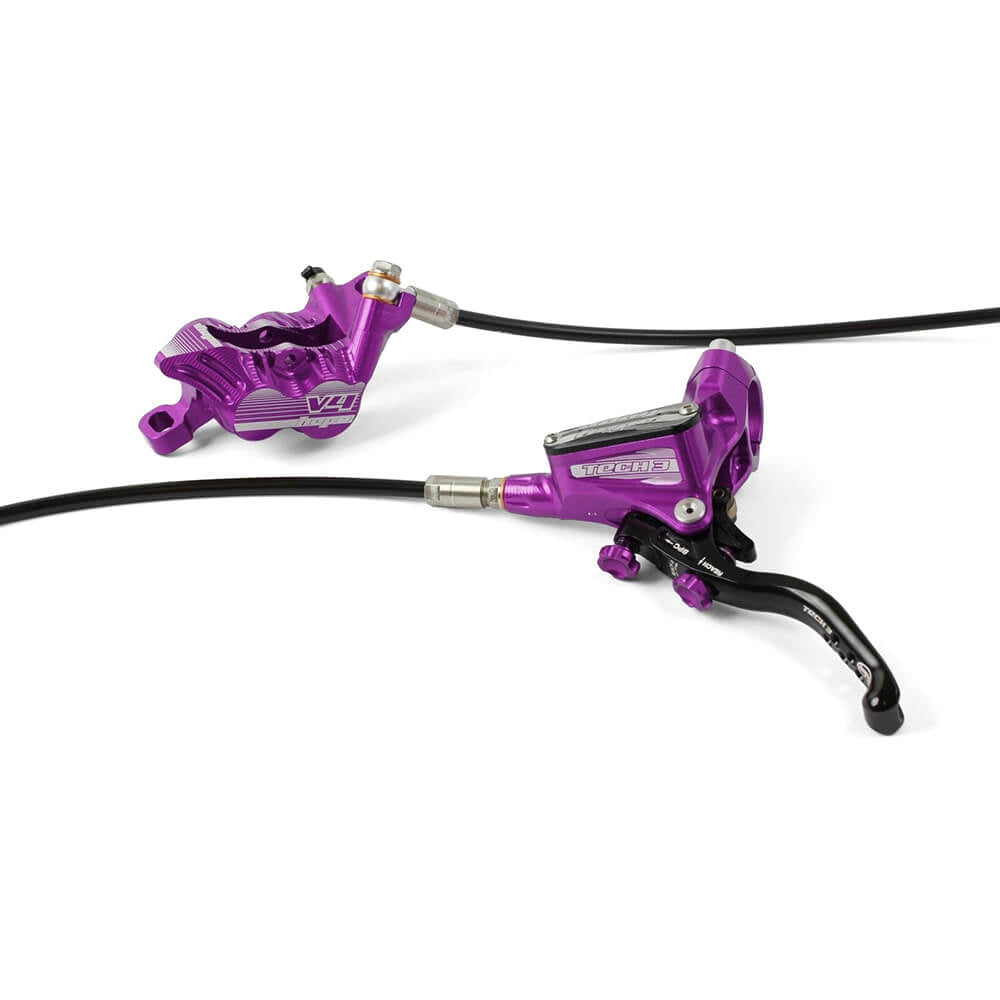 Hope Tech 3 V4 Disc Brake - Rear - Left Lever - Purple - Non Braided Hose