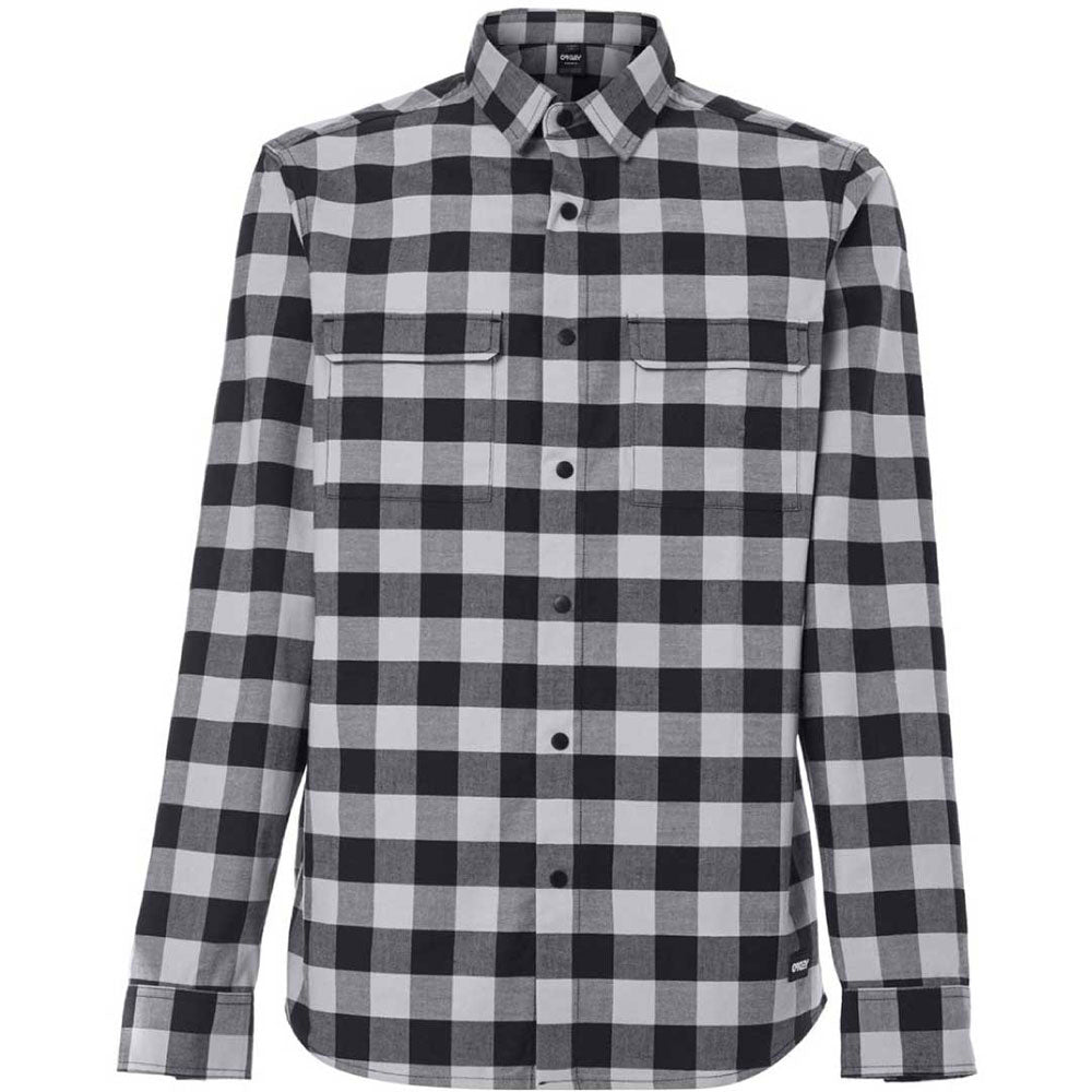 Oakley Checkered Ridge Long Sleeve Shirt - S - Stone Grey