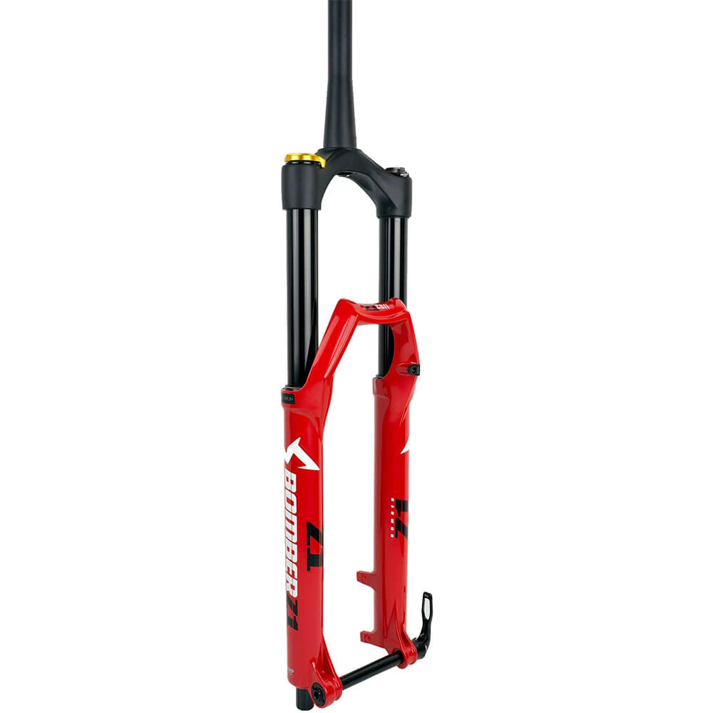 Marzocchi Bomber Z1 Coil Fork - Gloss Red - 15x110mm Boost - QR Lever - 44mm - 180mm - Grip Sweep Adj - 2022 - Tapered 1 1-8-1.5 Inch - 27.5 Inch