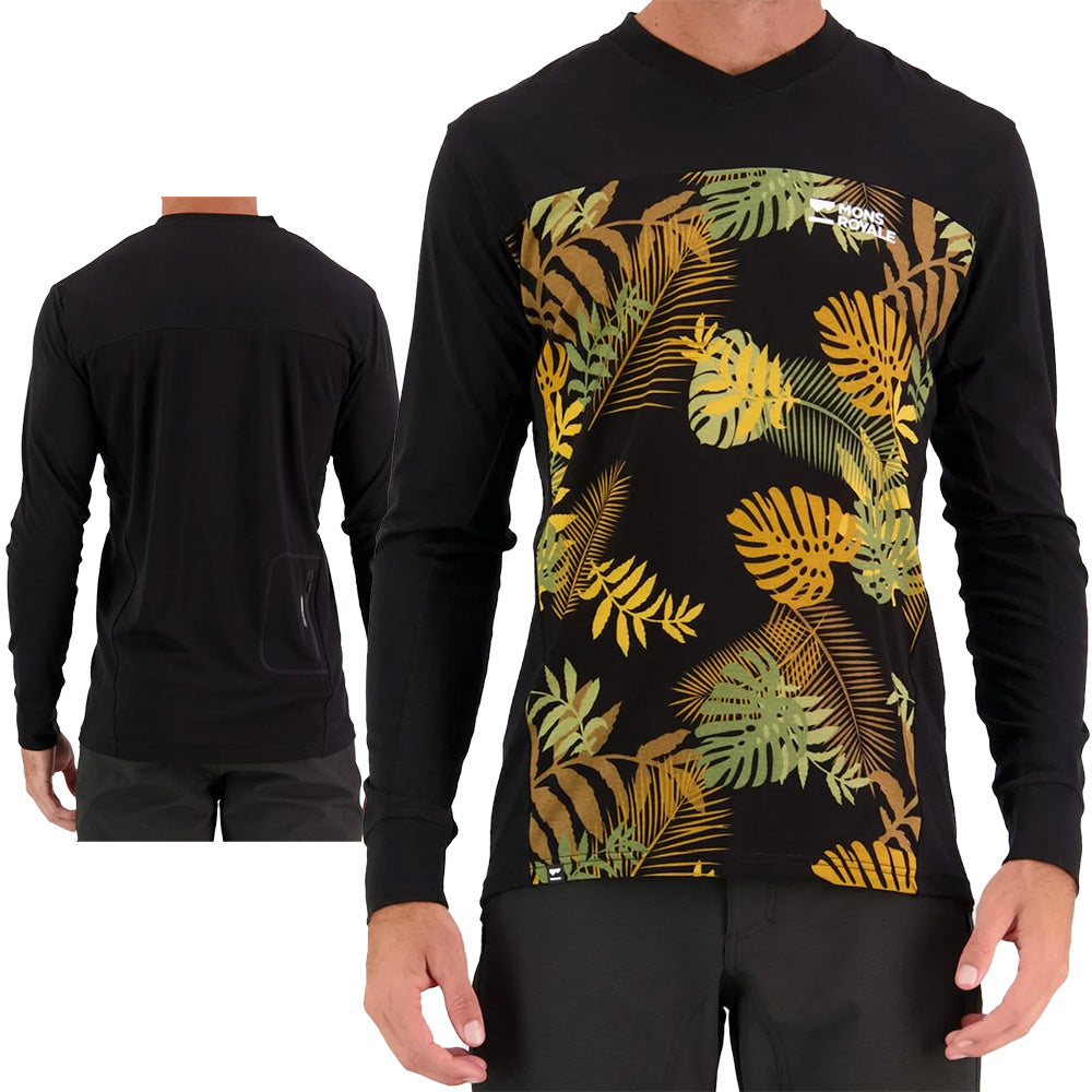Mons Royale Men's Long Sleeve Redwood Enduro VLS Jersey - S - Black - Native Camo - Camo