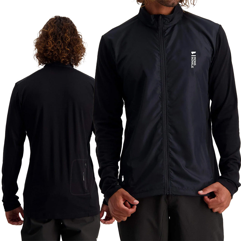 Mons Royale Redwood Wind Long Sleeve Mens Jersey - L - Black