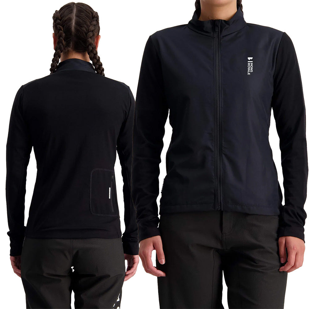 Mons Royale Redwood Wind Long Sleeve Women's Jersey - Women's S - Black