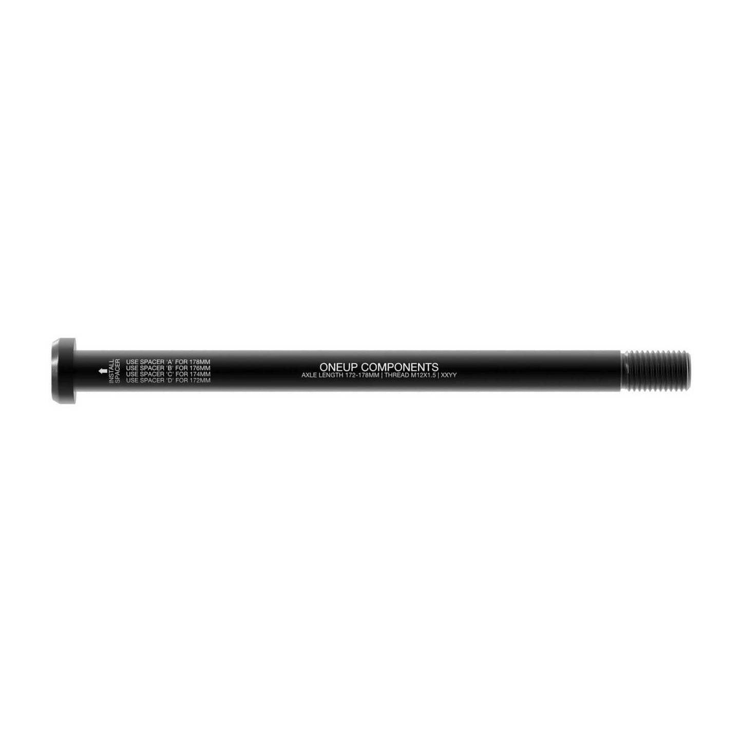 OneUp Components Rear Axle - Black - 172-178mm Axle Length - M12 x 1.5mm Thread Pitch