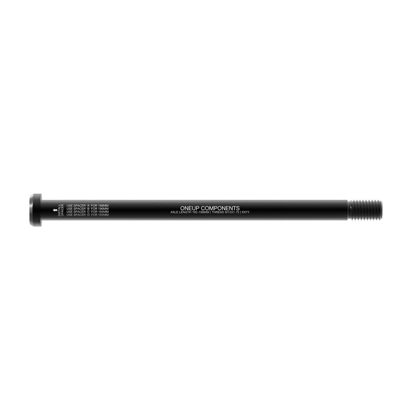 OneUp Components Rear Axle - Black - 192-198mm Axle Length - M12 x 1.75mm Thread Pitch