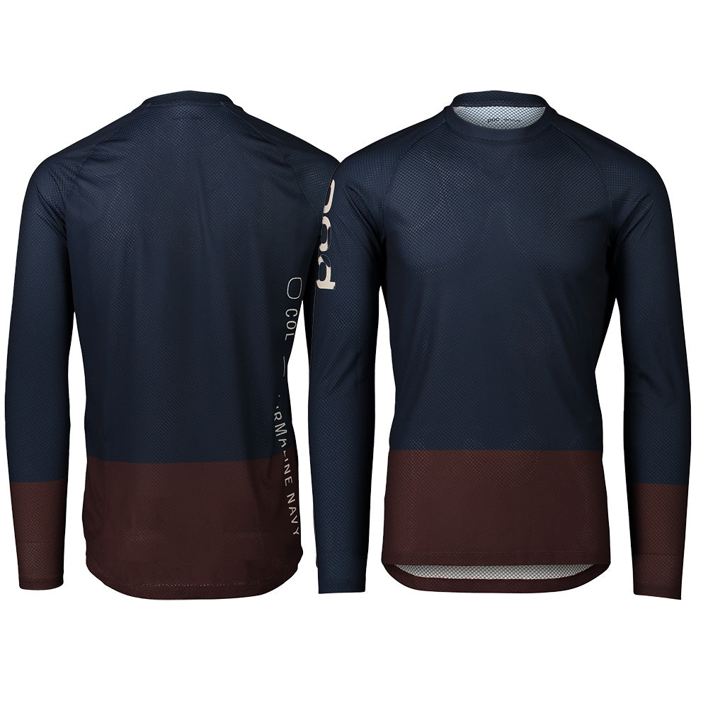 POC MTB Pure Long Sleeve Jersey - L - Turmaline Navy - Axinite Brown