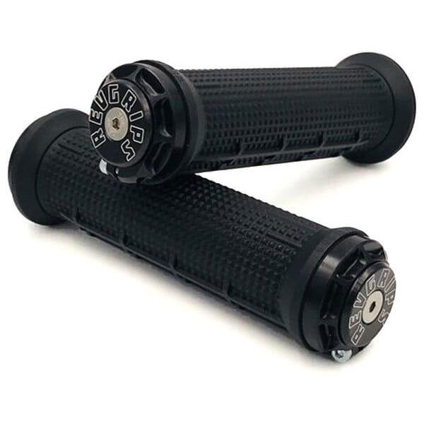 RevGrips Pro Series Grips - Black With Black Clamps - Dual Lock On Grips - Half Waffle