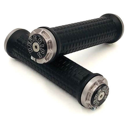 RevGrips Pro Series Grips - Black With Grey Clamps - Dual Lock On Grips - Medium