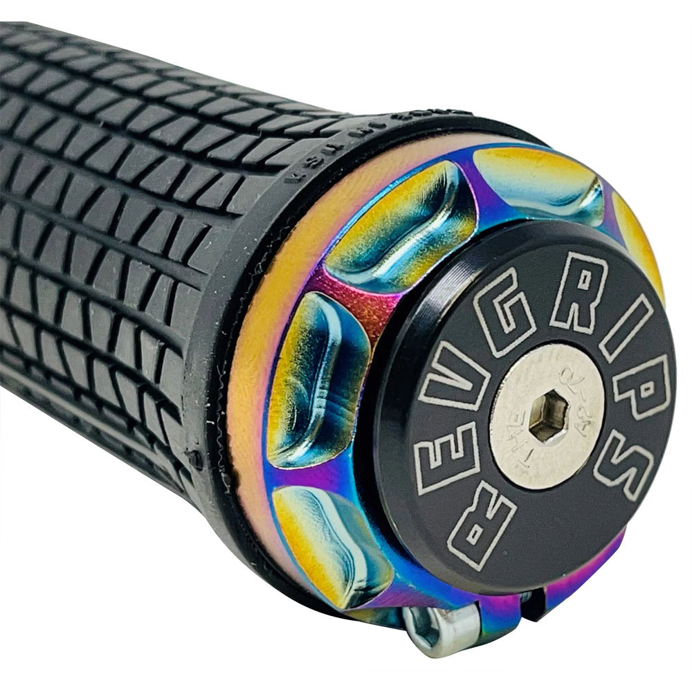 RevGrips Pro Series Grips - Black With Oil Slick Clamps - Dual Lock On Grips - Large