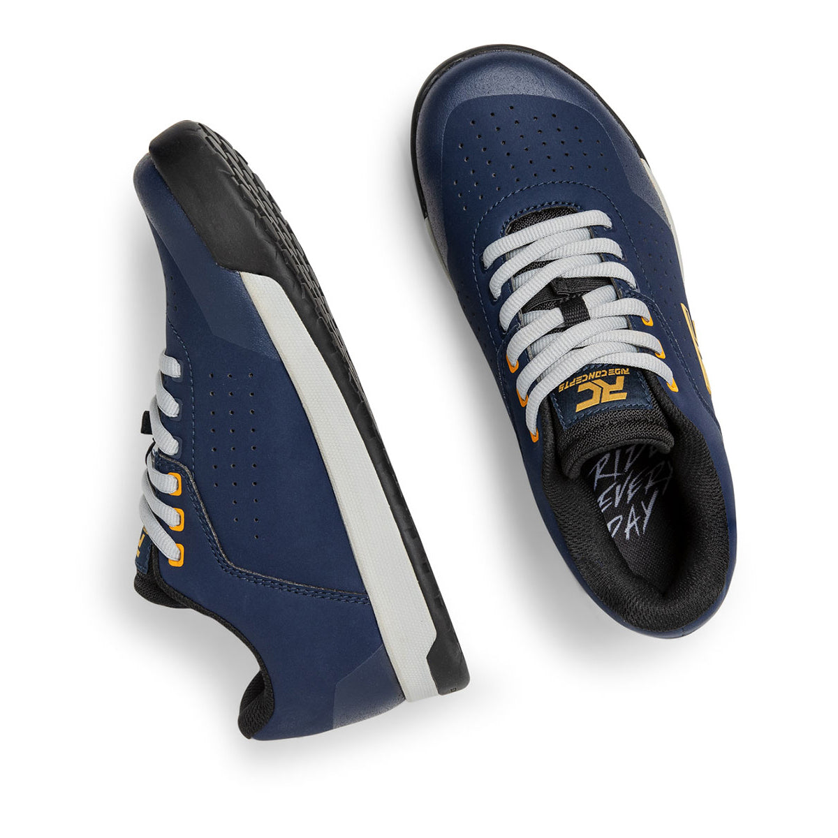 Ride Concepts Hellion Women's Flat Shoes - US 7.0 - Midnight Blue - Sunflower