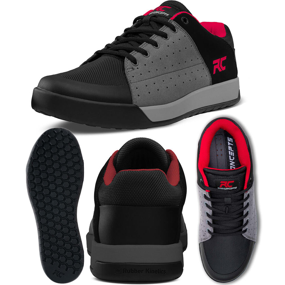 Ride Concepts Livewire Flat Shoes - US 9.5 - Charcoal - Red