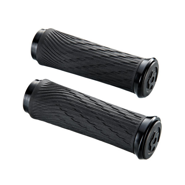 SRAM Grip Shift Lock On Grips And End Plugs - Black With Silver Clamps - 122mm